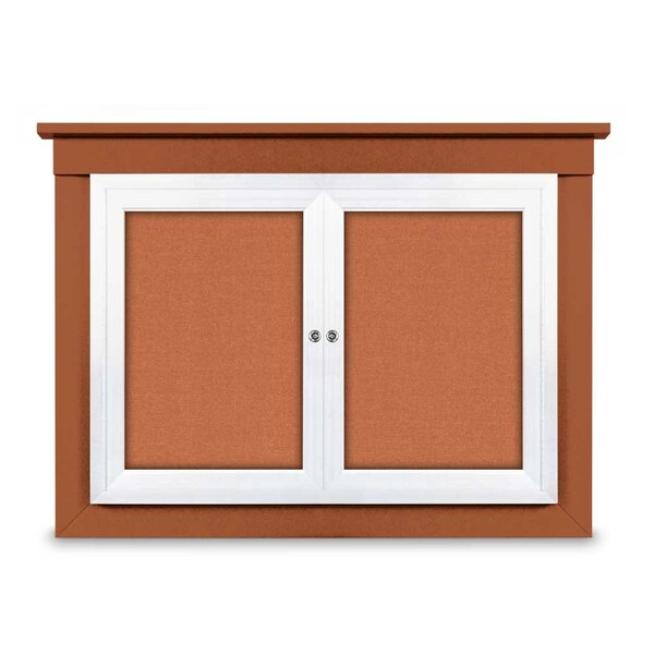 24"x36" 1-Door Enclosed Letterboard, Grey Vinyl/Walnut